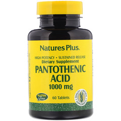 Nature's Plus, Пантотеновая кислота, 1000 мг, 60 таблеток