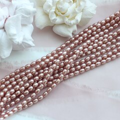 Жемчуг Майорка рис, розовый, имитация жемчуга, 4*3 мм, 1 нить, МА049