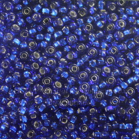 67300 Бисер 10/0 Preciosa прозрачный синий с серебряным центром (кв. отв +кр. отв.)