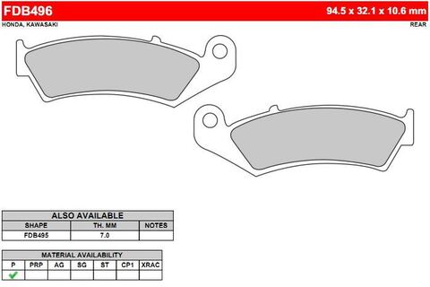 FDB496P Тормозные колодки дисковые MOTO, блистер 2 шт