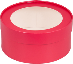 Упаковка "Шайба" красная с окном д 16 высота 7см