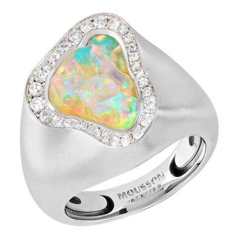 Кольцо с Мексиканским Опалом и Бриллиантами, R0029-34/1