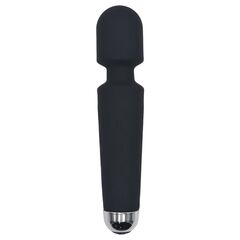 Черный перезаряжаемый wand-вибратор - 20 см. - 