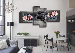 Модульная картина "Пантера и цветы"