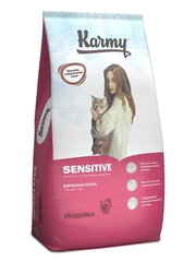 Сухой корм Karmy Sensitive для кошек с чувствительным пищеварением, индейка, 10 кг