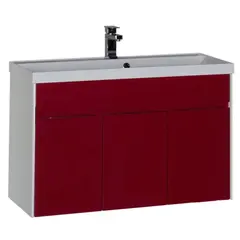 Aquanet 179928 Компл.1 - Тумба Латина 100 цв.белый (фасад бордо) (179928) фото