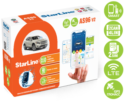 Автосигнализация StarLine AS96 V2 BT 2CAN+4LIN LTE GPS