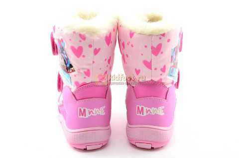 Зимние сапоги Минни Маус (Minnie Mouse) на липучках с мембраной для девочек, цвет розовый. Изображение 8 из 13.