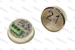 Кнопка (кнопочный модуль) EA2406S-D-W "21 этаж", круглая, белая динамическая подсветка, Брайль