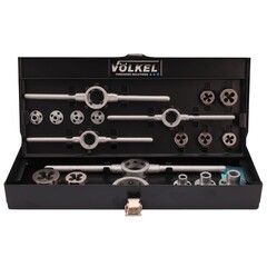 Набор плашек М3-М12 DINEN22568 HSS-G 20/25/30/38мм 19пр Volkel 49599