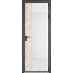 Алюминиевая дверь 7AG серая ночь остеклённая со вставкой