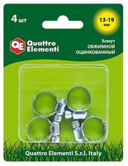 ОптСнабТорг | Хомут обжимной QUATTRO ELEMENTI   13-19 мм, оцинкованный, 4 шт в блистере (771-992)