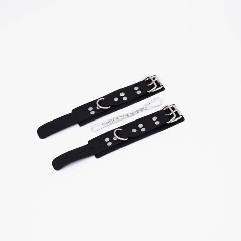 Черные кожаные наручники с регулируемыми ремешками - Crazy Handmade CH-2561