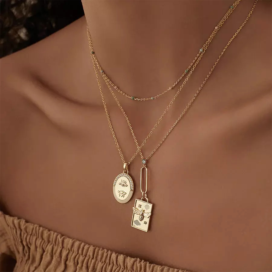 Колье Summer Solstice Bee Gold Necklace