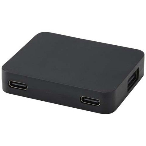 Gaia 4-портовый USB-концентратор с выходом USB-A и Type-C и двойным входом — изготовлен из переработанного пластика
