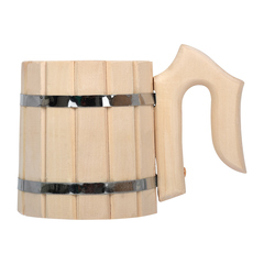 Кружка бондарная 1 л, «С лёгким паром», липа, 