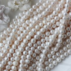 Жемчуг натуральный речной, круглый, 7-9 мм, 1 нить, Ж013