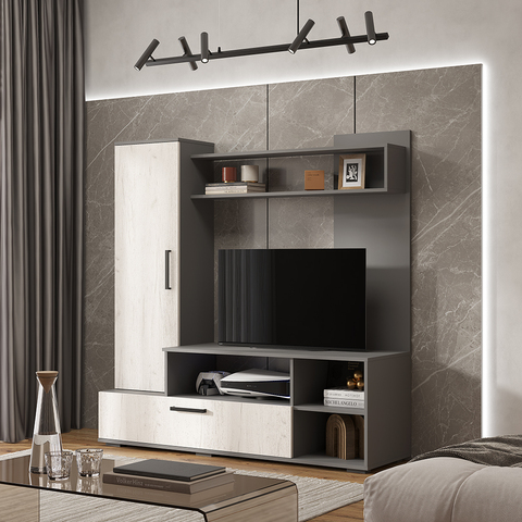 гостиная ЕВРО-2 (графит/дуб крафт белый) 1,5 м