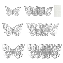 Наклейки Волшебные бабочки, Ажурные, Серебро, 12 шт. / 8см-4шт., 10см-4шт., 12см-4шт.