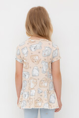 туника  для девочки  КР 302745-1/песчаный,зайчики и ромашки к563