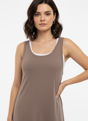 Платье Ритм, цвет мокко/белый