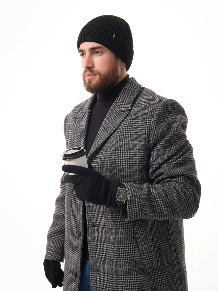 Шапка зимняя на флисе вязаная осень