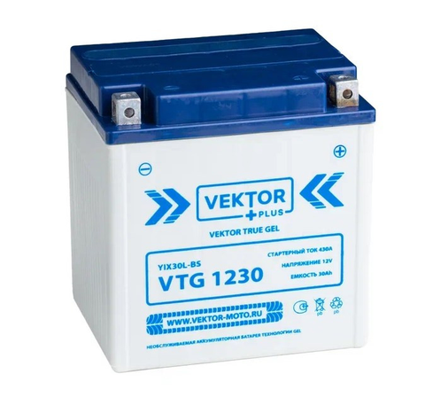 АКБ VEKTOR VTG 1230 YIX30L-BS; YB30L-B (166x127x175) 30 Ah