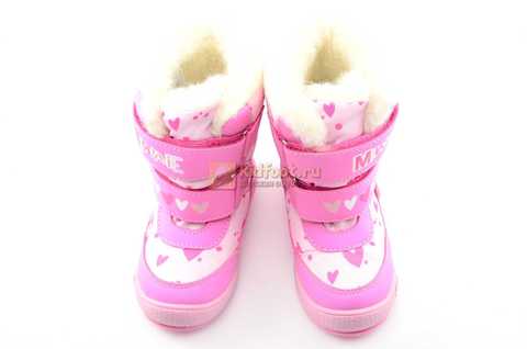 Зимние сапоги Минни Маус (Minnie Mouse) на липучках с мембраной для девочек, цвет розовый. Изображение 10 из 13.