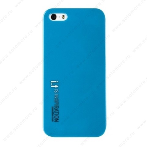 Накладка i.t с водонепроницаемым мешком для iPhone SE/ 5s/ 5C/ 5 с маленькими буквами голубая