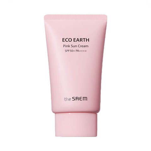 The Saem Sun Eco Earth Pink Sun Cream SPF50+ PA++++ солнцезащитный крем для проблемной кожи
