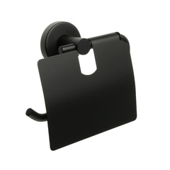 Бумагодержатель с крышкой черный Fixsen Comfort  Black (FX-86010) фото