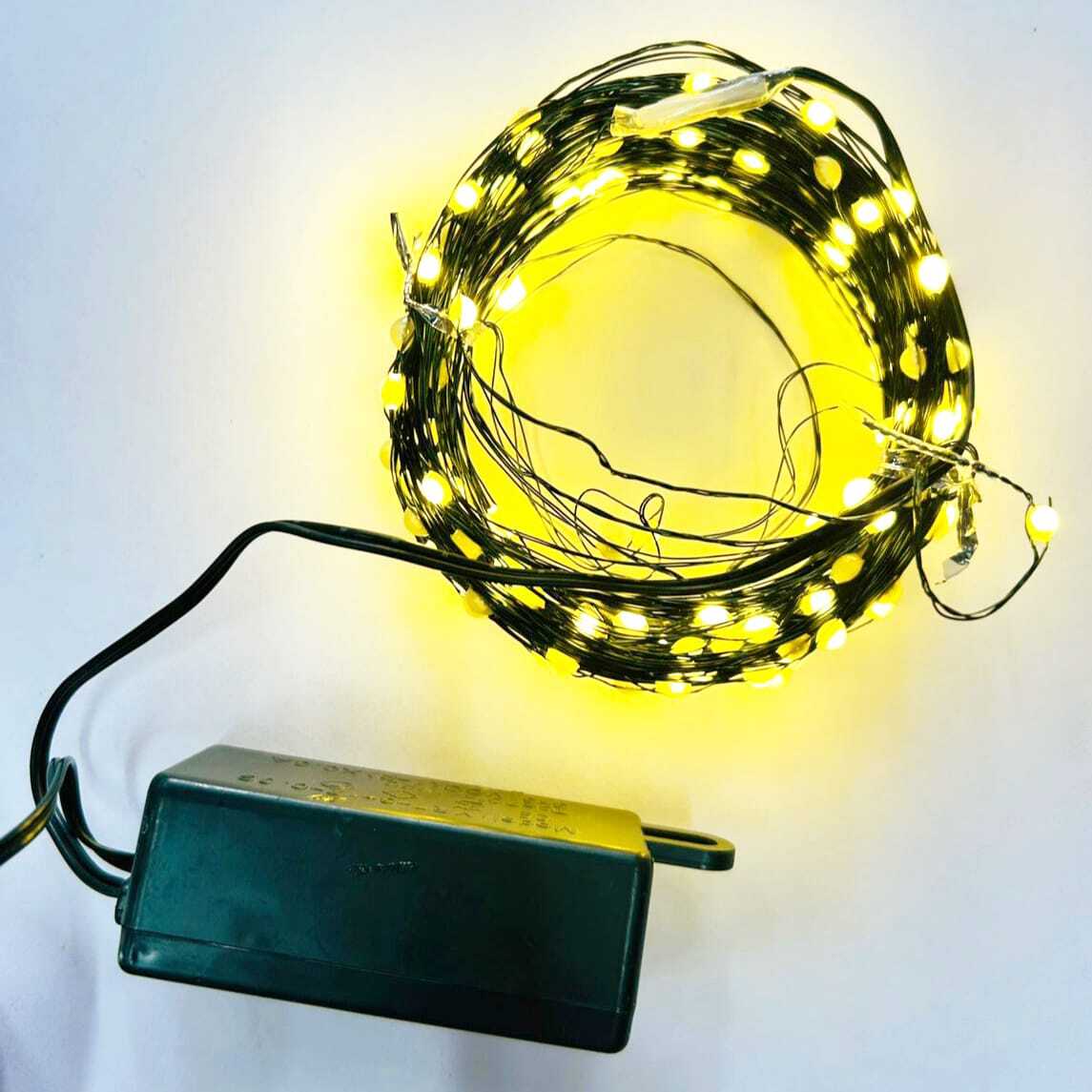 Светодиодная гирлянда, Роса, 200 Led теплый белый, медный зеленый провод с контроллером, 8 режимов, 20 м (от сети)
