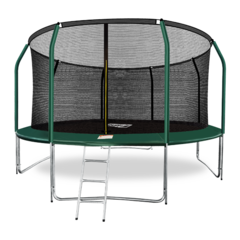 ARLAND Батут премиум 14FT с внутренней страховочной сеткой и лестницей (Dark green)