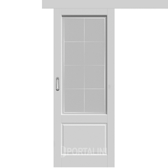 Купить Межкомнатная одностворчатая дверь купе эмаль VFD Sheffild Cotton серая остеклённая