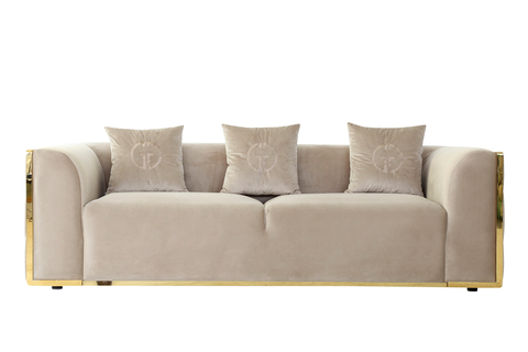 Диван трехместный 69x96x233см Garda Decor Bern велюровый бежевый