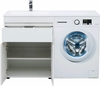 Aquanet 239215 Тумбас раковиной Токио 130 L напольная 1 ящик 2 фасада цвет белый глянец (239215)