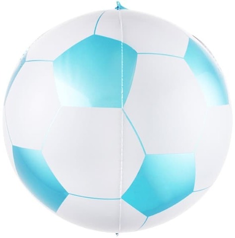 Шар-сфера 3D Футбольный мяч, голубой белый, 58 см