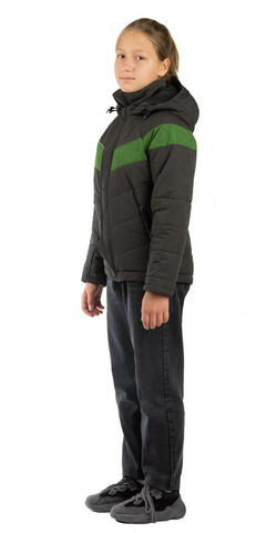 Куртка детская зимняя Джуниор (плащевая, серо-зеленый) Новатекс