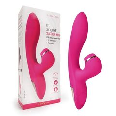 Розовый вибратор-кролик с вакуумной стимуляцией 5’’ Silicone Suction Kiss