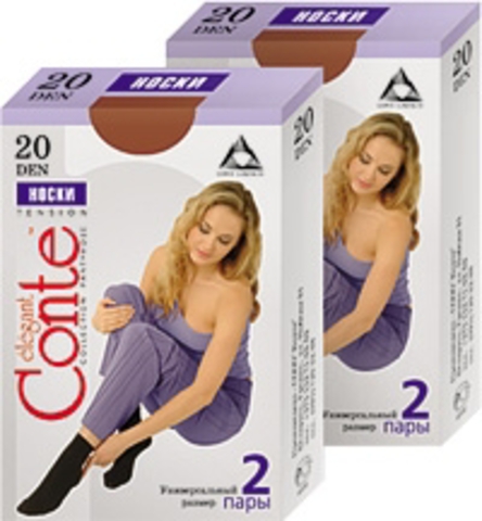 Conte Носки ж. Tension 20 d (2 пары) Lycra кор. р. 23-25 nero