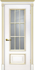 Дверь Смальта 08 / Цвет Белый ral 9003 патина золото / Сатинат, пескоструйная обработка / Двери ТЕКОНА