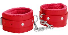 Красные наручники Plush Leather Hand Cuffs - 