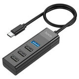 Хаб USB-концентратор Type-C на 4 USB (USB 3.0 * 1 + USB 2.0 * 3) (длина кабеля 30 см) Hoco HB25 (Черный)