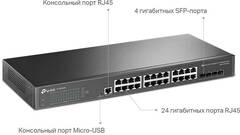 TP-Link SG3428, JetStream 24-портовый гигабитный управляемый коммутатор уровня 2/2+ с 4 SFP-слотами, поддержка контроллера SDN