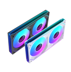 Вентилятор Lovingcool LG-240-Y, 120мм, 600-1600rpm, 3-pin+Molex, черный-белый/ARGB, 63CFM, 29дБ, антивибропрокладки, блок из 2х120мм вентиляторов