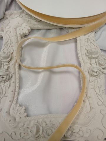 Лента бархатная, 1см , цвет кремовый (1м)