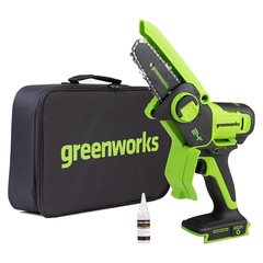 Цепная мини-пила Greenworks G24MCS10 24V (10 см) аккумуляторная, без АКБ и ЗУ