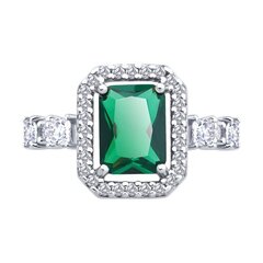 94014862 - Кольцо из серебра с зеленым фианитом