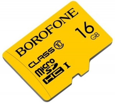 Yaddaş kartı \ Карта памяти \ Flash Card microSDHC BOROFONE I, 16GB, желтый