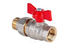 Кран шаровой латунь никель Эксперт Ду 20 Ру40 ВР/"американка" полнопроходной бабочка Dist Н142Б